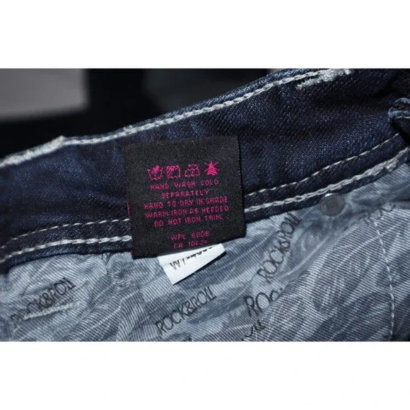 Rock & Roll Cowgirl Ladies Riding Boot Cut Jeans 29x34 Rhinestone Big Stitch - Picture 12 of 14